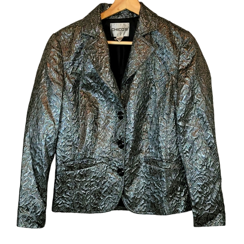 Chico's Women's Metallic Textured Blazer Size 0/Small